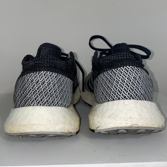 Adidas Unisex Pure Boost Lace Up Sneakers Mesh Black Grey Size 6.5 - Picture 4 of 6